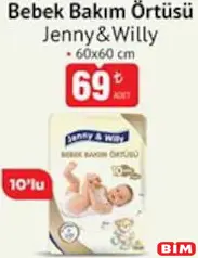 JENNY&WİLLY BEBEK BAKIM ÖRTÜSÜ 60X60 CM 10'LU